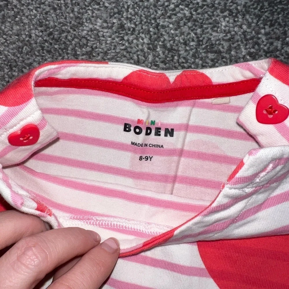 BODEN Fun Breton Dress in Poppy Red Stripe Heart